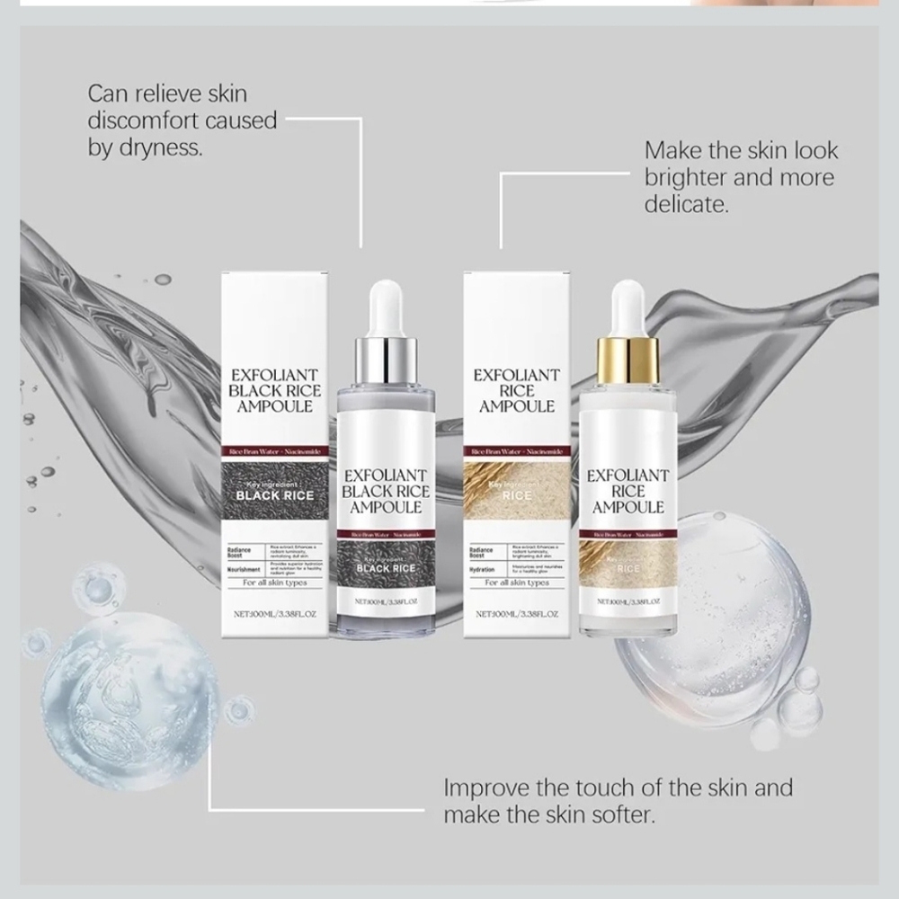 New 2 Piece Black and White Rice Exfoliant Ampoule Duo